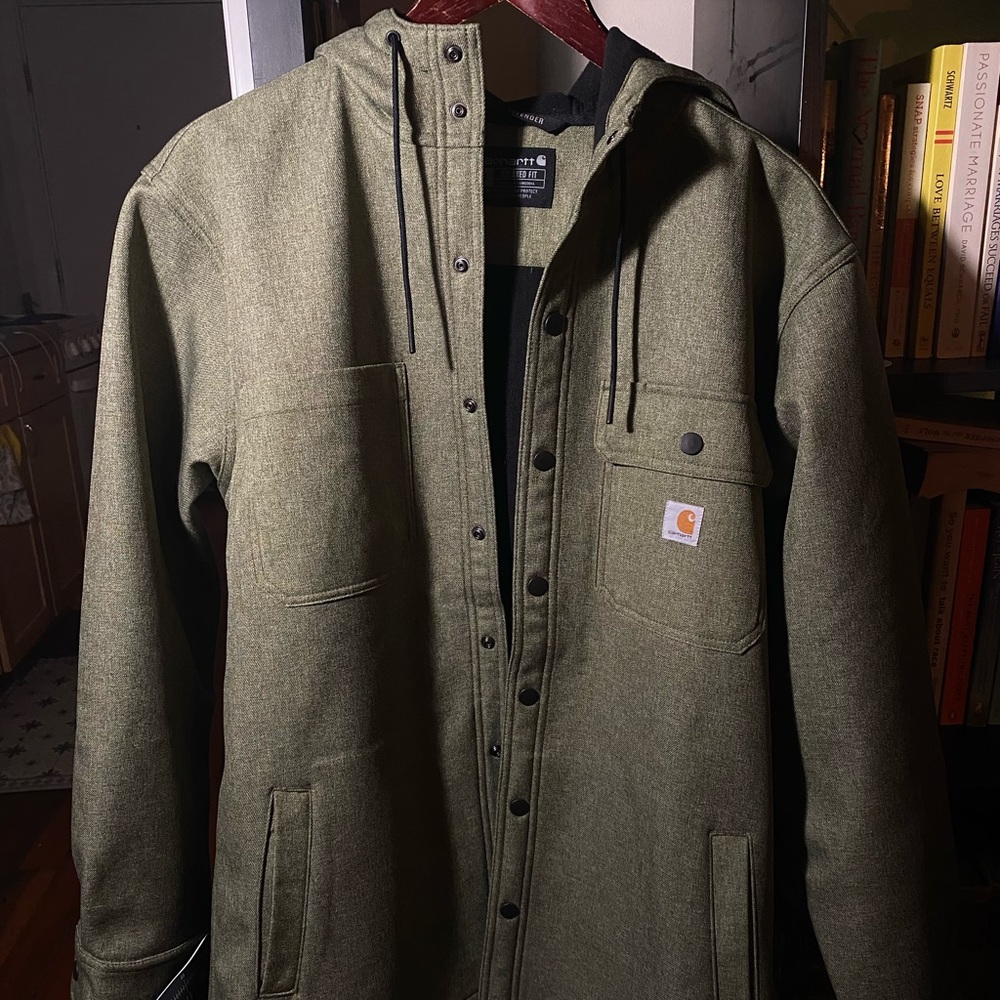 Carhartt Rain Defender Relaxed Fit Heavyweight Fleece Lined Workwear Jacket Hood